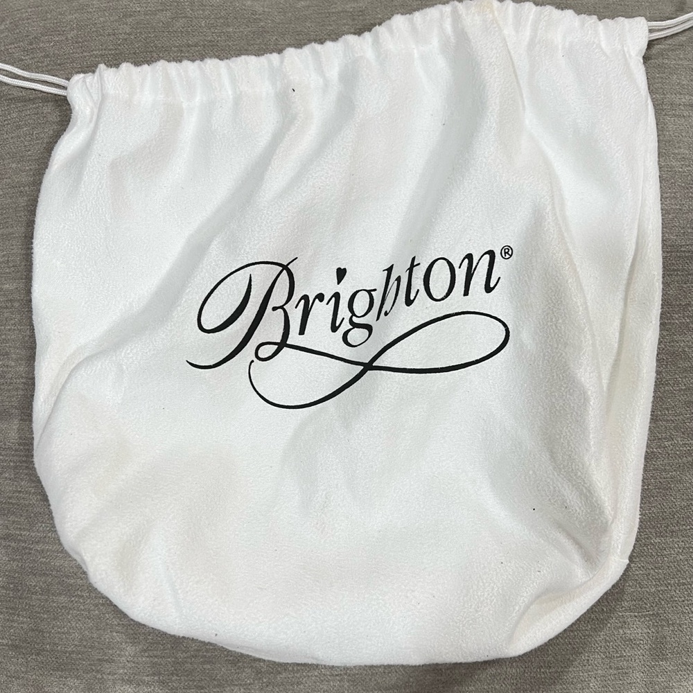 Brighton Small White Drawstring Dust Bag with Black Logo